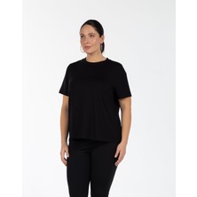 Murphy Bisiklet Yaka %100 Organik Pamuk Büyük Beden T-Shirt Siyah