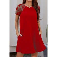 Tiana Kol Dantel Viskon Elbise