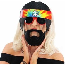 Siyah Saçlı Bandana Hippi Parti Gözlüğü