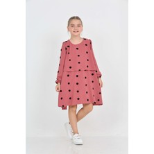Toontoy Kız Çocuk Puantiye Detaylı Elbise