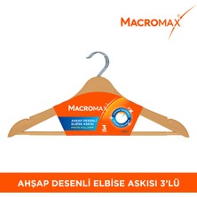 Macromax Ahşap Desenli Elbise Askısı 3'lü