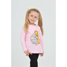 Toontoy Kız Çocuk Zürafa Fil Baskılı Sweatshirt