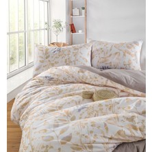 Çift Kişilik Pamuklu Nevresim Takımı 4 Parça – Zahra Desen – Hardal / Yumuşak Dokulu