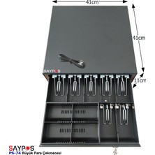 Saypos 7 Banknot Gözlü Yazarkasa Pos Bağlantılı ve Anahtardan Açılır Büyük Para Çekmecesi 41X41X11CM