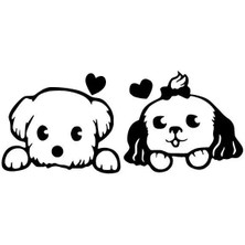 Sevimli Köpekler - Araç, Oto, Laptop, Duvar Uyumlu Sticker 10*4 cm