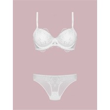 4385-KADIN Siyah Desteksiz Boş Kap Dantelli Sütyen Takım