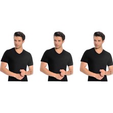 Erkek Modal V Yaka Kısa Kol 3'lü Paket 3043