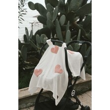 Teddy  Pudra Kalp Fermuarlı 2 Kat Müslin Puset Örtüsü