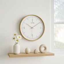 Homing Luno Gold Çerçeve Duvar Saati 28 cm