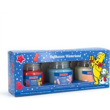 3'lü Set Kokulu Mum Haribo Winterland - Kış Kirazı, Kabarık Bulutlar, Vanilya Waffle Kreması