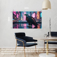Kartal Siberpunk Dünyasında Görkemli Bir Şekilde 02 Çerçevesiz 50X30 cm Pvc Tablo