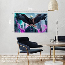 Kartal Fütüristik Bir Şehirde 06 Çerçevesiz 50X30 cm Pvc Tablo