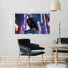 Kartal Siberpunk Dünyasında Görkemli Bir Şekilde 03 Çerçevesiz 50X30 cm Pvc Tablo