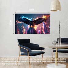 Kartal Fütüristik Bir Şehirde Neon Parıltı Stili 07 Çerçevesiz 50X30 cm Pvc Tablo