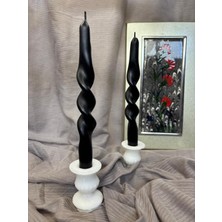 Burgulu Şamdan Siyah Lüks 24CM