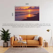 Doğa ve Manzara Yatay Sessiz Kumsal Romantik Gün Batımı 04 Çerçevesiz 90X60CM Pvc Tablo