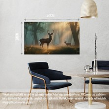 Geyik Sisli Ormanda Huzurlu Atmosfer 06 Çerçevesiz 50X30 cm Pvc Tablo