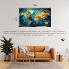 Dünya Harita Tablosu 02 Çerçevesiz 90X60CM Pvc Tablo