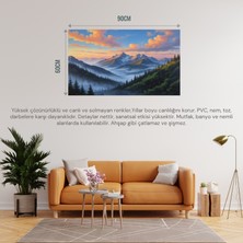 Doğa ve Manzara Yatay Gün Doğumunda Görkemli Dağ Manzarası 06 Çerçevesiz 90X60CM Pvc Tablo