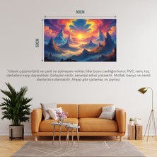 Doğa ve Manzara Yatay Yüzen Dağlar Gökyüzüne Düşen Şelaleler Rüya Gibi Atmosfer 01 Çerçevesiz 90X60CM Pvc Tablo