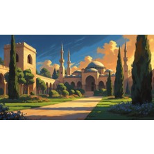 Doğa ve Manzara Yatay Tarihi Osmanlı Mimarisi 02 Çerçevesiz 90X60CM Pvc Tablo