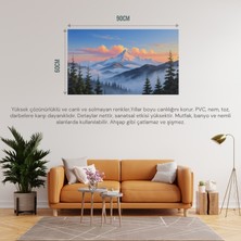 Doğa ve Manzara Yatay Gün Doğumunda Görkemli Dağ Manzarası 07 Çerçevesiz 90X60CM Pvc Tablo