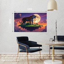 Kaplan Yüzden Adada Aya Kükrüyor 03 Çerçevesiz 50X30 cm Pvc Tablo