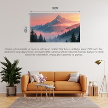 Doğa ve Manzara Yatay Gün Doğumunda Görkemli Dağ Manzarası 01 Çerçevesiz 90X60CM Pvc Tablo