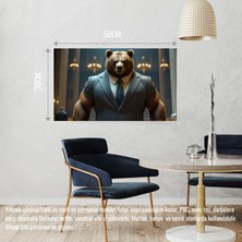 Takım Elbiseli Kaslı Ayı Muhafız Görevinde 03 Çerçevesiz 50X30 cm Pvc Tablo