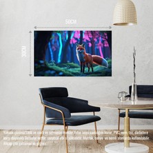 Tilki Neon Ormanında Fantastik 03 Çerçevesiz 50X30 cm Pvc Tablo