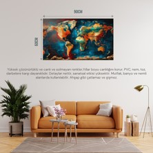 Dünya Harita Tablosu 01 Çerçevesiz 90X60CM Pvc Tablo