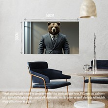 Takım Elbiseli Kaslı Ayı Muhafız Görevinde 02 Çerçevesiz 50X30 cm Pvc Tablo