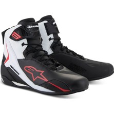 Alpinestars Faster-4 Korumalı Motosiklet Botu Siyah  Beyaz  Kırmızı