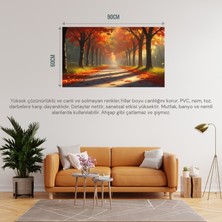 Doğa ve Manzara Yatay Sonbahar Ağaçlar Güneş Işığı 01 Çerçevesiz 90X60CM Pvc Tablo
