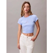 Calvin Klein Jeans Rib Kadın Mavi T-Shirt LV047AB802-7ZQ