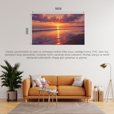 Doğa ve Manzara Yatay Sessiz Kumsal Romantik Gün Batımı 03 Çerçevesiz 90X60CM Pvc Tablo