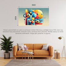 Soyut Geometrik Şekiller ve Renkler 04 Çerçevesiz 90X60CM Pvc Tablo