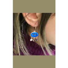 Süryani Göz Nazar Boncuklu Gümüş Küpe IM52Y5