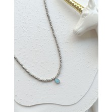 Mavi Taşlı Silver Dorika Kolye