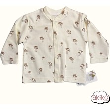 5'li Hastane Çıkışı Palmiye Desenli Organik Kumaş 0-3 Ay %100 Pamuklu Unisex Bebek Erkek Kız Bebek