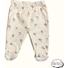 5'li Hastane Çıkışı Palmiye Desenli Organik Kumaş 0-3 Ay %100 Pamuklu Unisex Bebek Erkek Kız Bebek
