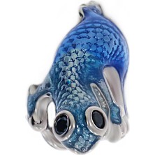 Kadın Mavi Renk Geko Gümüş Charm