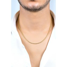 Fiyonk Kuyumculuk 14 Ayar Altın Oval Barlı Zincir Erkek Kolye