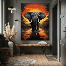 Özkacar Group Güneş Yansımasında Ormanda Yürüyüş Yapan Fil Kanvas Tablo Ev Duvar Salon Ofis Dükkan Hediyelik Dekarasyon Süsü