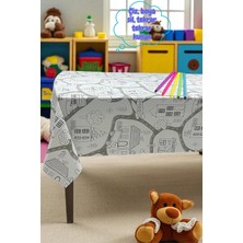 Pimula Home Boyanabilir Pvc elyaf tabanlı Silinebilir Muşamba Masa Örtüsü_şehir