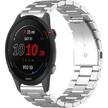 Tagomoon Garmin Forerunner 255 ile Uyumlu Kordon Baklava Model Paslanmaz Çelik Metal Kayış