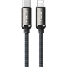 Recci RS35CL Type-C To Lightning Pd 30W Örgü Tasarımlı Hızlı Şarj Özellikli Şarj Kablosu 1m Gri