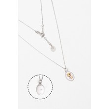 So CHIC Menekşe Umut Çiçeği 18 Ayar Beyaz Altın Kaplama 43 Cm Gümüş Kolye