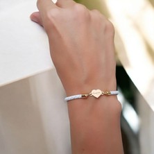 Altın Plakalı 14 Ayar Atatürk Imzası Temalı Kalp Motifli Beyaz Derili Hediye BILEKLIK-433SEMBOL