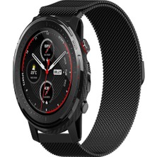 Tagomoon Amazfit Stratos 3 ile Uyumlu Kordon Hasır Metal Örgü Mıknatıslı Milano Kayış